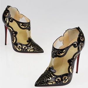 Christian Louboutin Mandolina 120 PATENT/SPECCHIO/RES Black/Gold Size 40.5